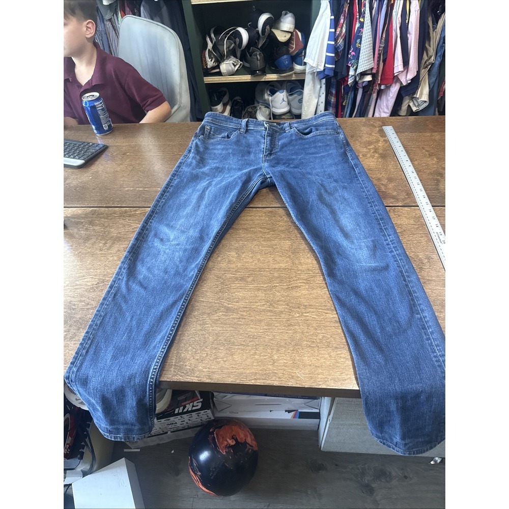 Revtown Jeans Mens 33x32 Blue Taper Skinny Stretch Decade Denim City Casual